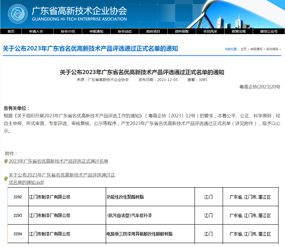 2023年广东省名优高新技术产品